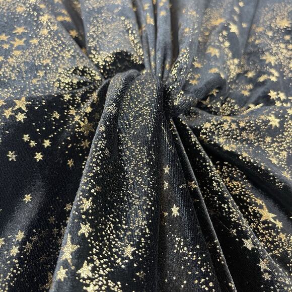 All Saints Jemima Star Dress Black Velvet Metallic Gold Printed Faux Wrap Size 4 - Picture 7 of 16